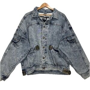 VTG RARE  40s Wild Blues Denim Design  Lined Jacket  Distressed Rivets Acid Wash
